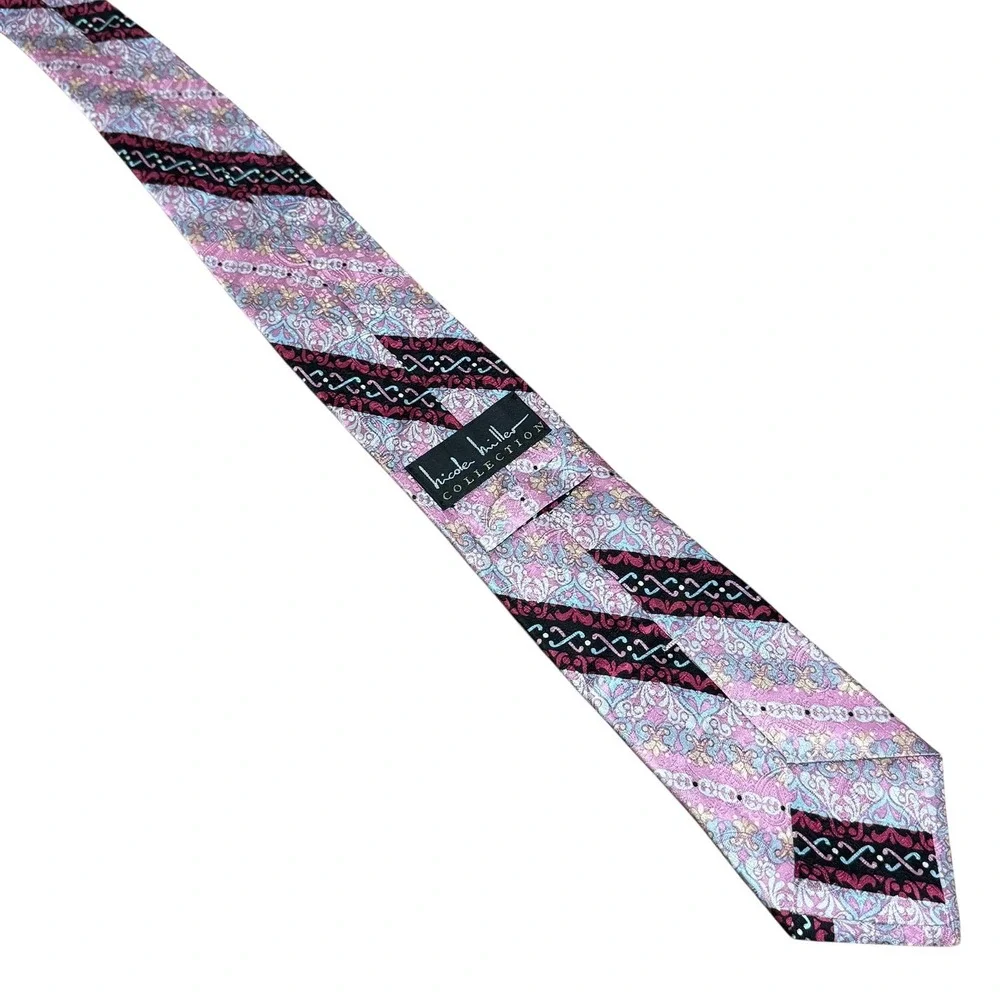 Nicole Miller Collection Silk Tie Men's Pink‎ Patterned L: 60